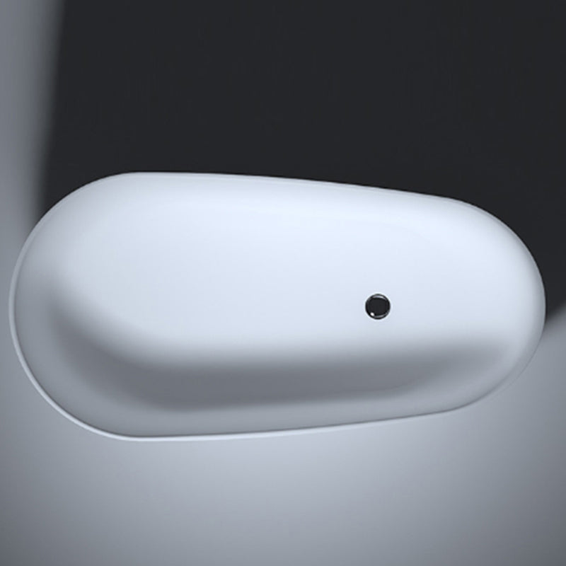 Modern Stone Freestanding Oval Tub Soaking 25.2-inch Tall White Bathtub(Board not Include)
