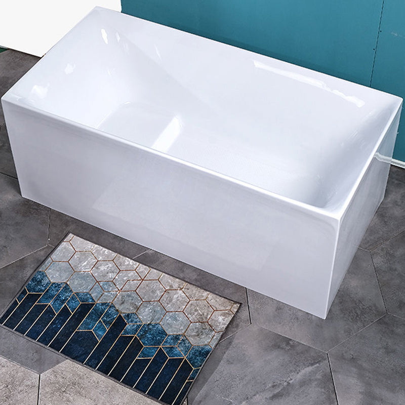 Acrylic Soaking Bathtub White Rectangular Back to Wall Bath Tub