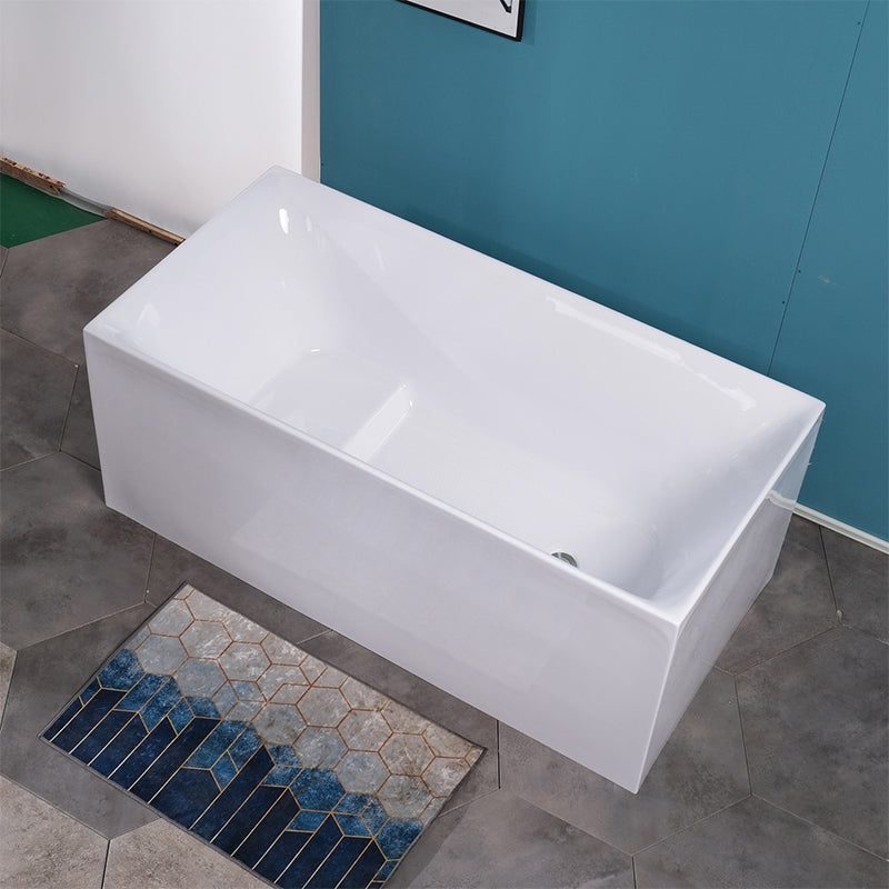 Acrylic Soaking Bathtub White Rectangular Back to Wall Bath Tub