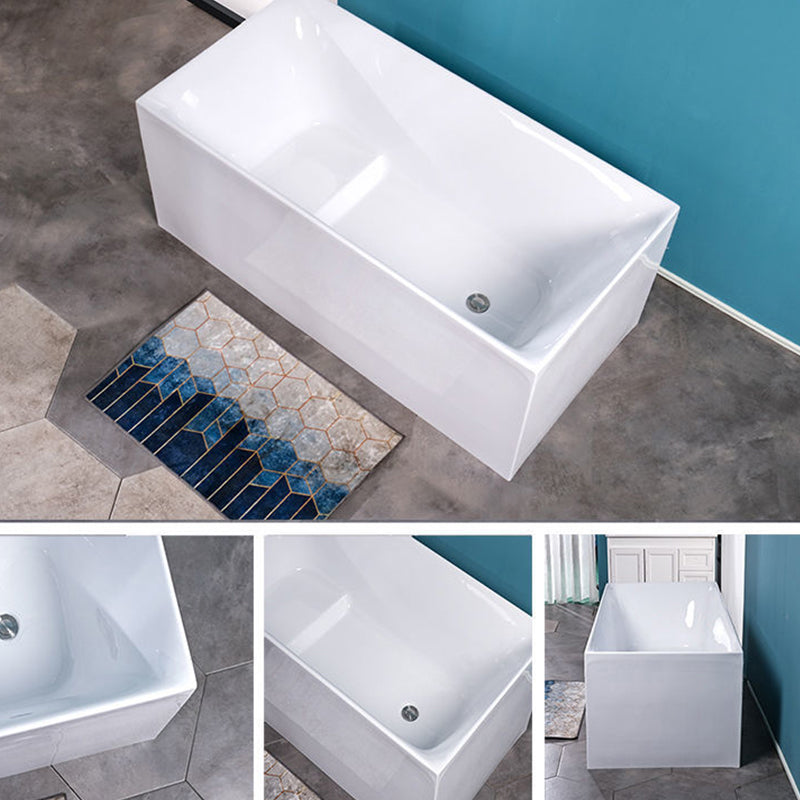 Acrylic Soaking Bathtub White Rectangular Back to Wall Bath Tub