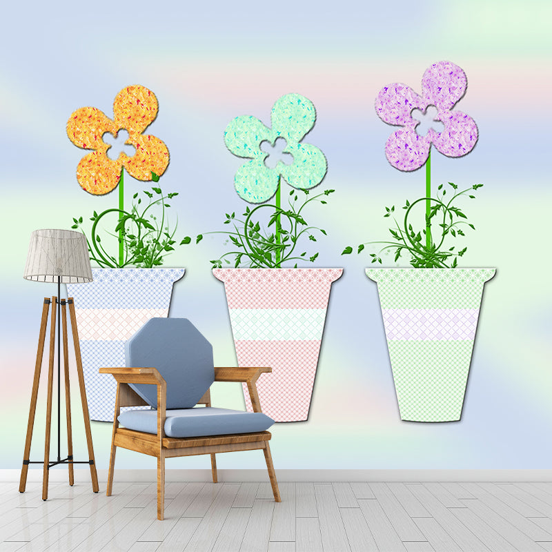 Illustration Stain Resistant Mural Wallpaper Plant Decorative Living Room Wall Mural
