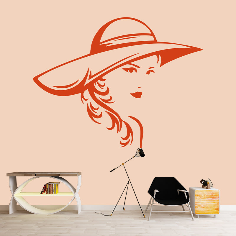 Line Art Mildew Resistant Wallpaper Illustration Sleeping Room Wall Mural