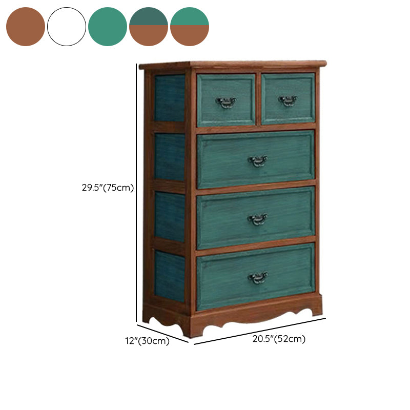 Coastal Solid Wood Lingerie Chest Vertical Storage Chest for Bedroom