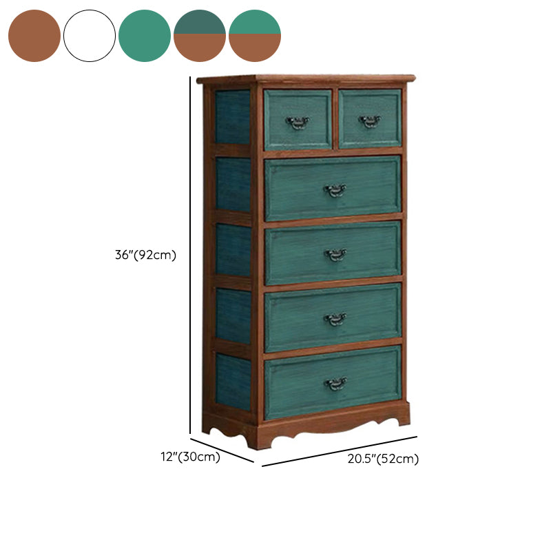 Coastal Solid Wood Lingerie Chest Vertical Storage Chest for Bedroom
