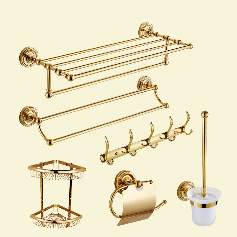 Traditional Golden Bath Hardware Set Copper Bathroom Accessory Kit