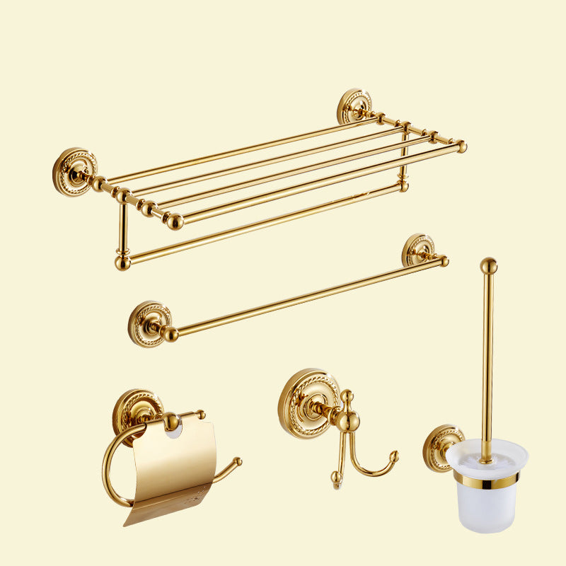 Traditional Golden Bath Hardware Set Copper Bathroom Accessory Kit