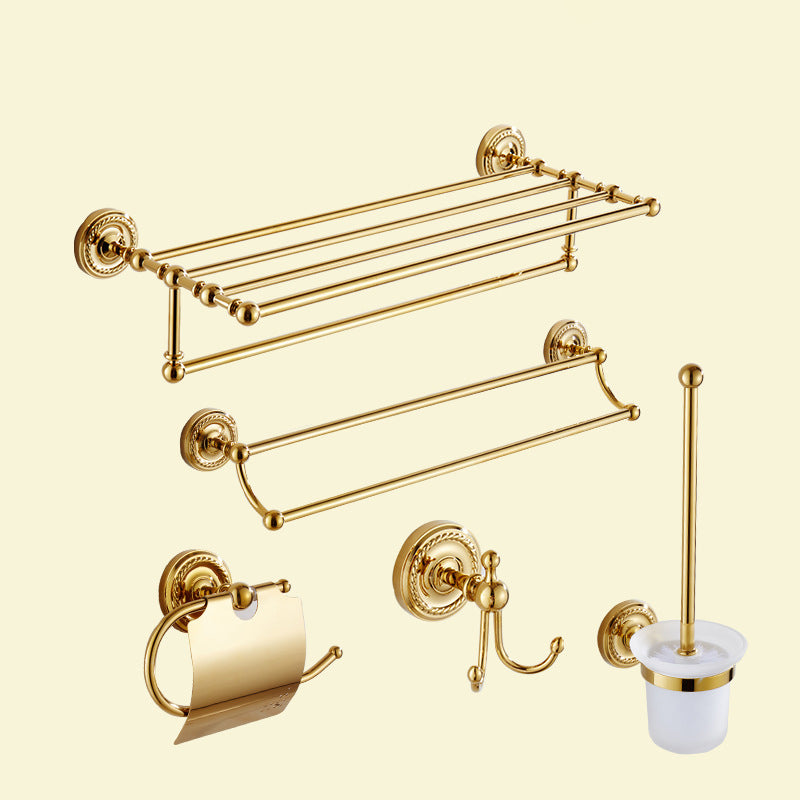 Traditional Golden Bath Hardware Set Copper Bathroom Accessory Kit