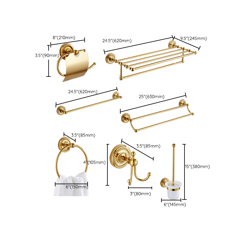 Traditional Golden Bath Hardware Set Copper Bathroom Accessory Kit