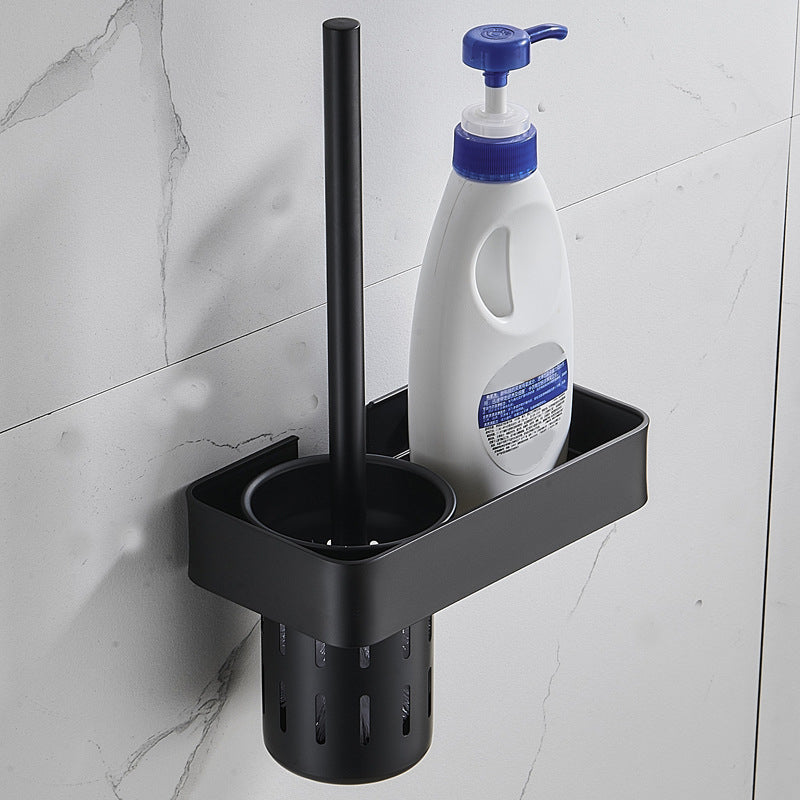 7-Piece Bathroom Hardware Set Matte Black/Gray with Bath Shelf/Towel Bar/Robe Hooks