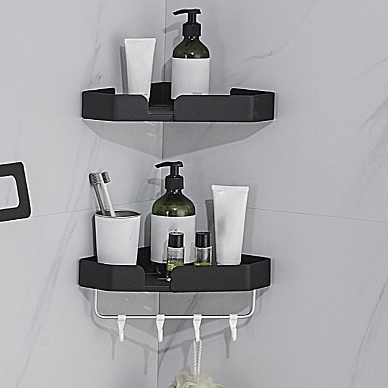 7-Piece Bathroom Hardware Set Matte Black/Gray with Bath Shelf/Towel Bar/Robe Hooks
