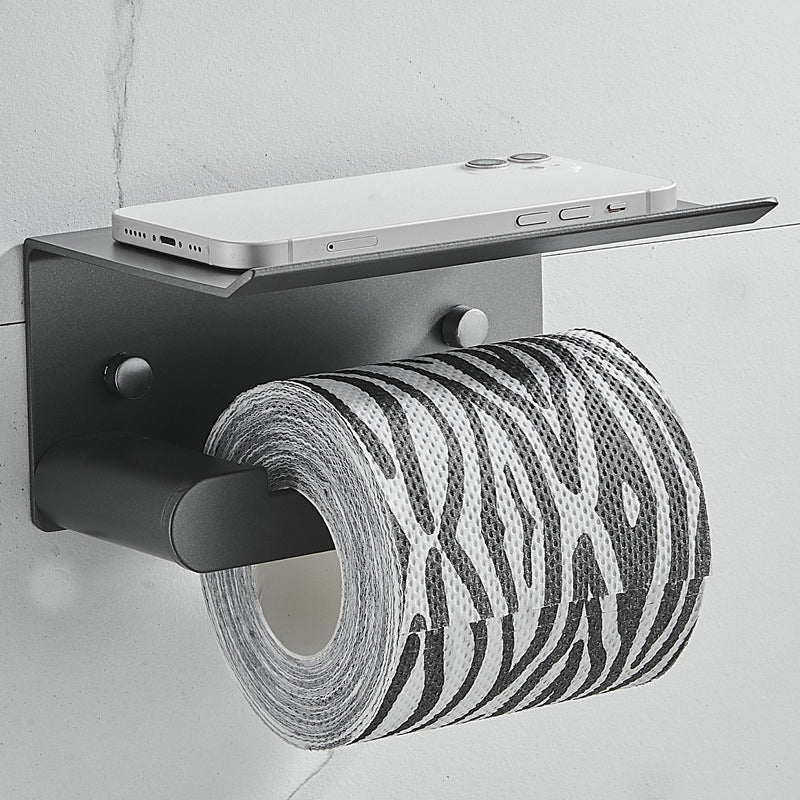 7-Piece Bathroom Hardware Set Matte Black/Gray with Bath Shelf/Towel Bar/Robe Hooks