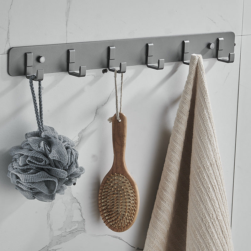 7-Piece Bathroom Hardware Set Matte Black/Gray with Bath Shelf/Towel Bar/Robe Hooks