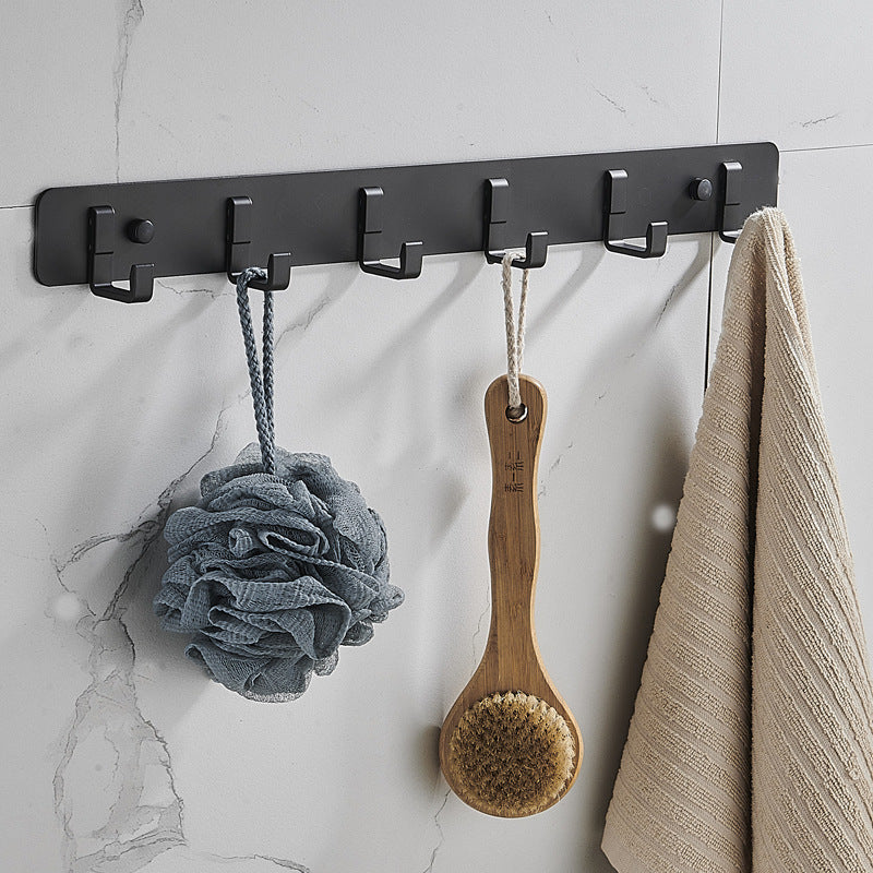 7-Piece Bathroom Hardware Set Matte Black/Gray with Bath Shelf/Towel Bar/Robe Hooks