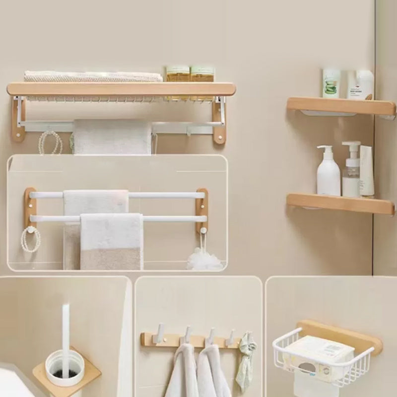 White Bathroom Set Solid Wood & Aluminum Bathroom Accessory as Individual or as a Set