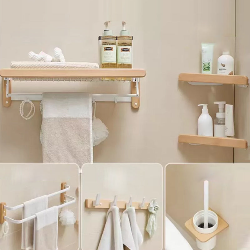 White Bathroom Set Solid Wood & Aluminum Bathroom Accessory as Individual or as a Set