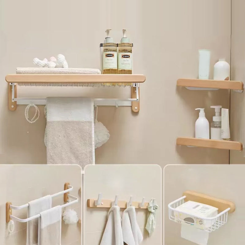 White Bathroom Set Solid Wood & Aluminum Bathroom Accessory as Individual or as a Set