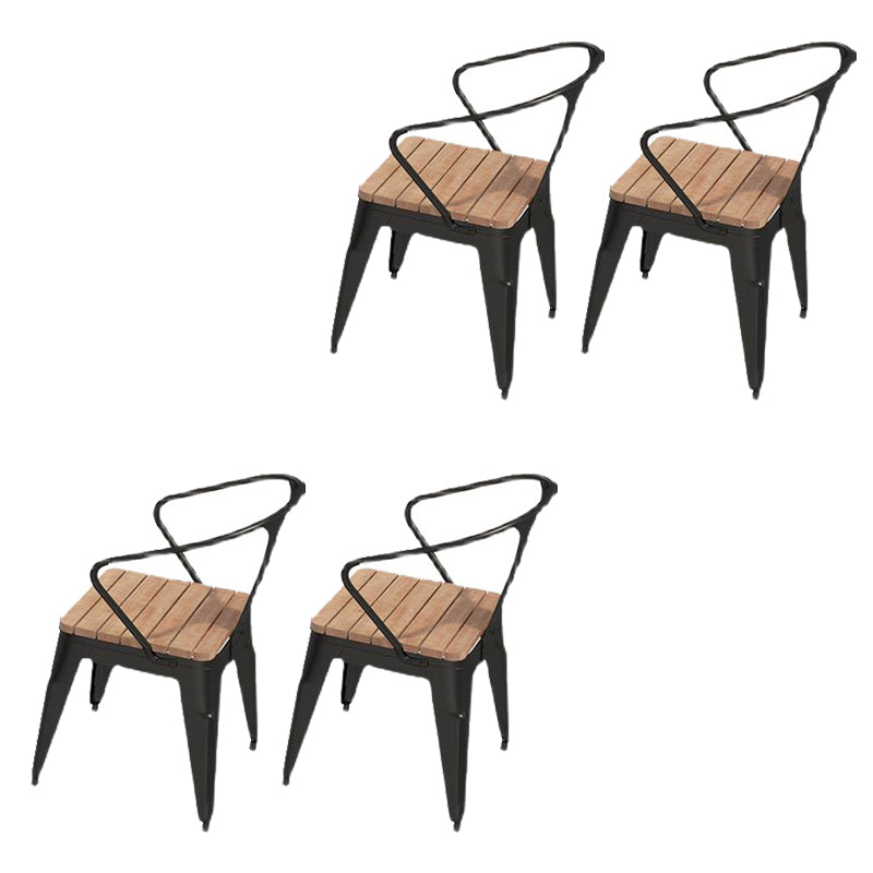 Industrial Metal Outdoors Dining Chairs Open Back Patio Arm Chair