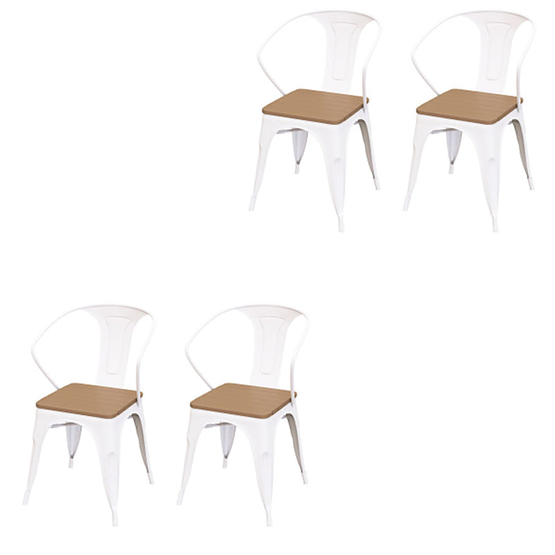 Industrial Metal Outdoors Dining Chairs Open Back Patio Arm Chair