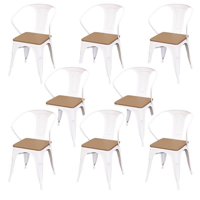 Industrial Metal Outdoors Dining Chairs Open Back Patio Arm Chair