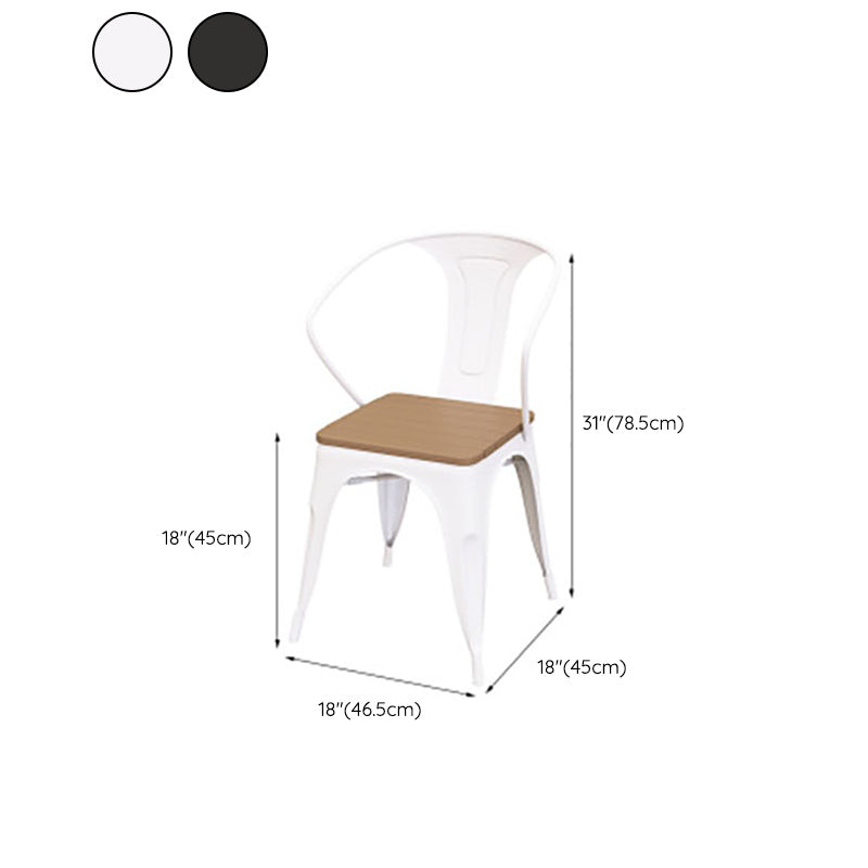 Industrial Metal Outdoors Dining Chairs Open Back Patio Arm Chair