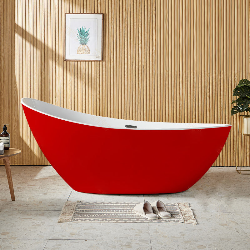Contemporary Freestanding Soaking Bathtub Oval Slipper Acrylic Bathtub
