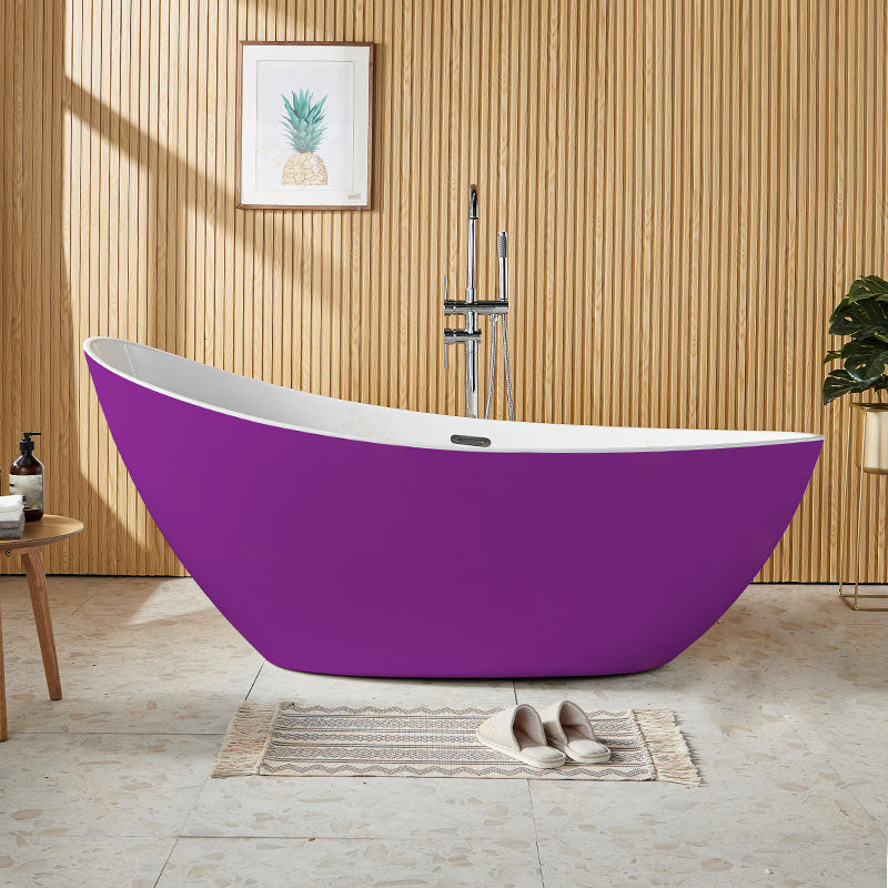 Contemporary Freestanding Soaking Bathtub Oval Slipper Acrylic Bathtub