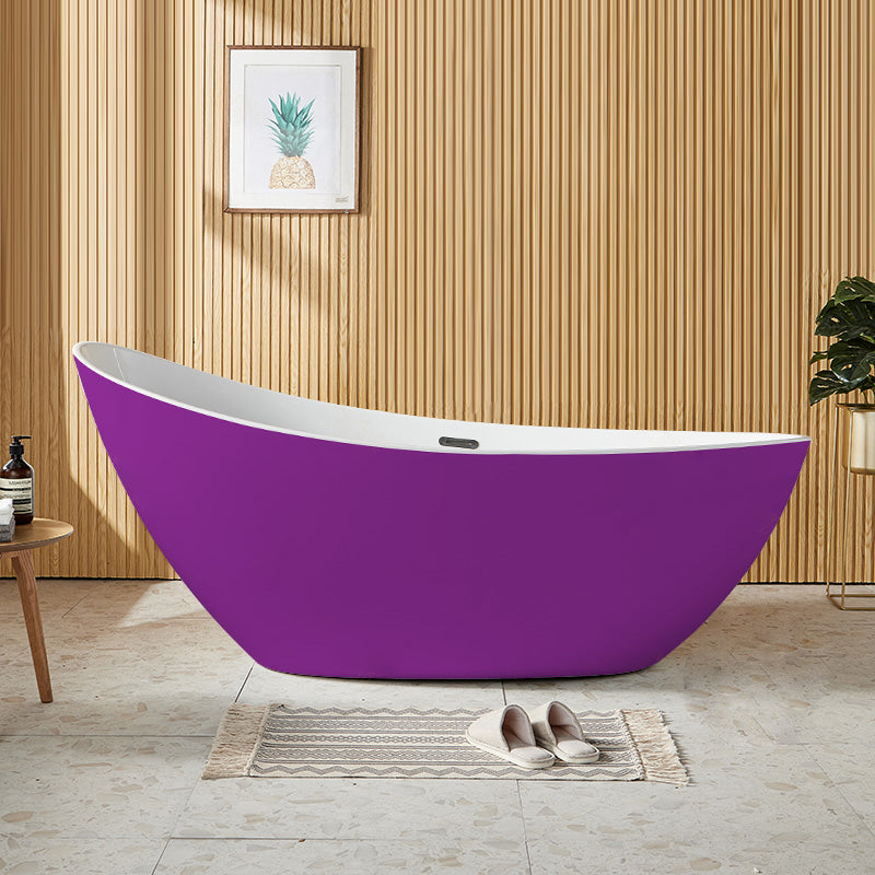 Contemporary Freestanding Soaking Bathtub Oval Slipper Acrylic Bathtub