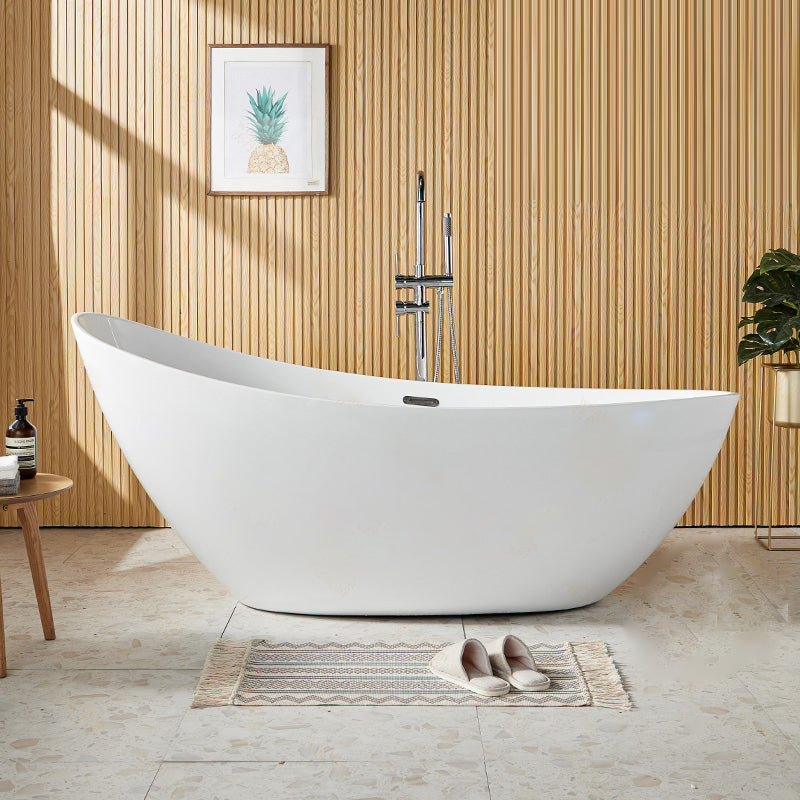 Contemporary Freestanding Soaking Bathtub Oval Slipper Acrylic Bathtub