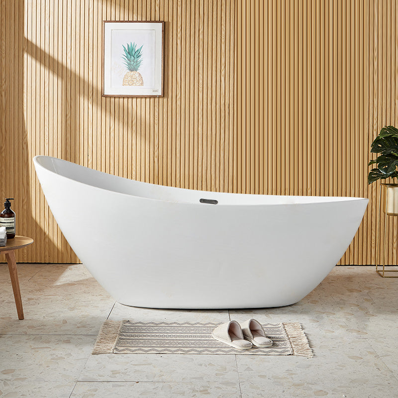 Contemporary Freestanding Soaking Bathtub Oval Slipper Acrylic Bathtub