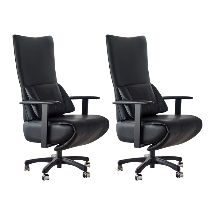 Fixed Arms Desk Chair Modern No Distressing Leather Chair with Wheels