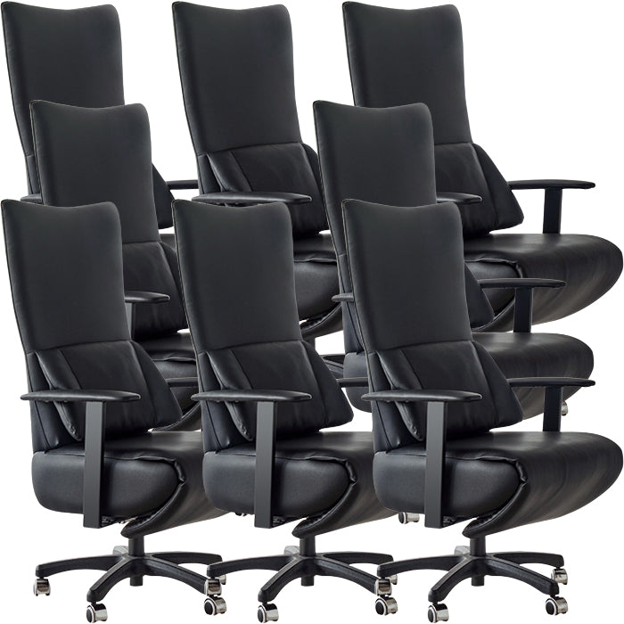 Fixed Arms Desk Chair Modern No Distressing Leather Chair with Wheels