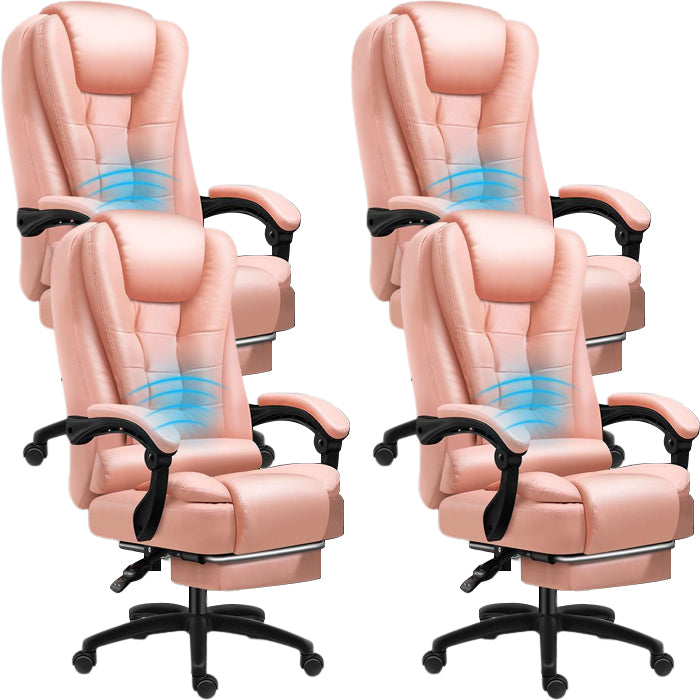 Padded Arms Chair Modern No Distressing Leather Ergonomic Desk Chair with Wheels