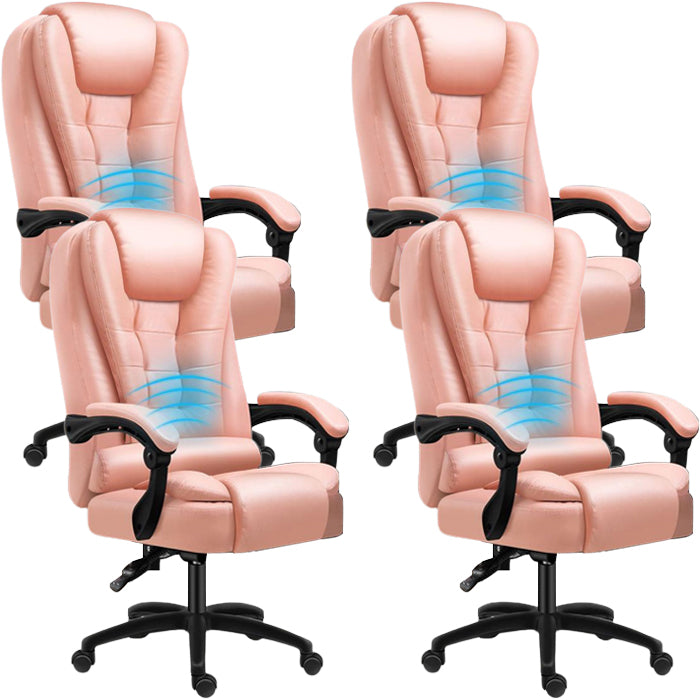 Padded Arms Chair Modern No Distressing Leather Ergonomic Desk Chair with Wheels