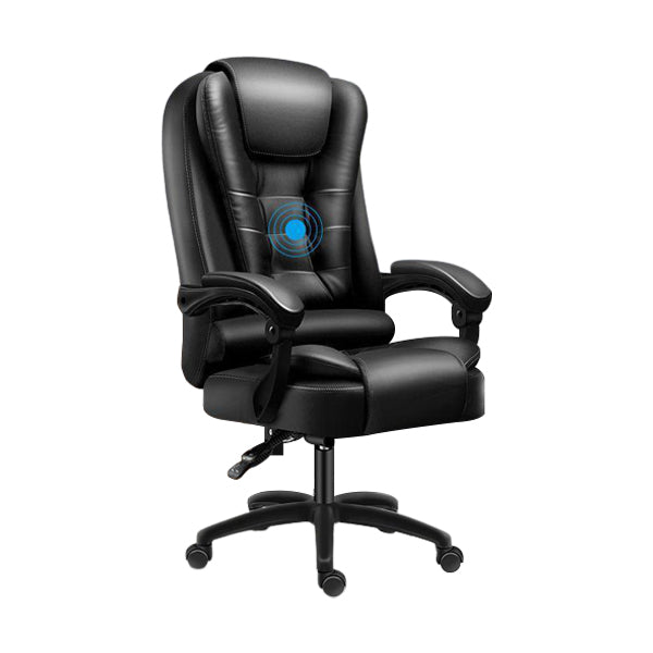 Padded Arms Chair Modern No Distressing Leather Ergonomic Desk Chair with Wheels