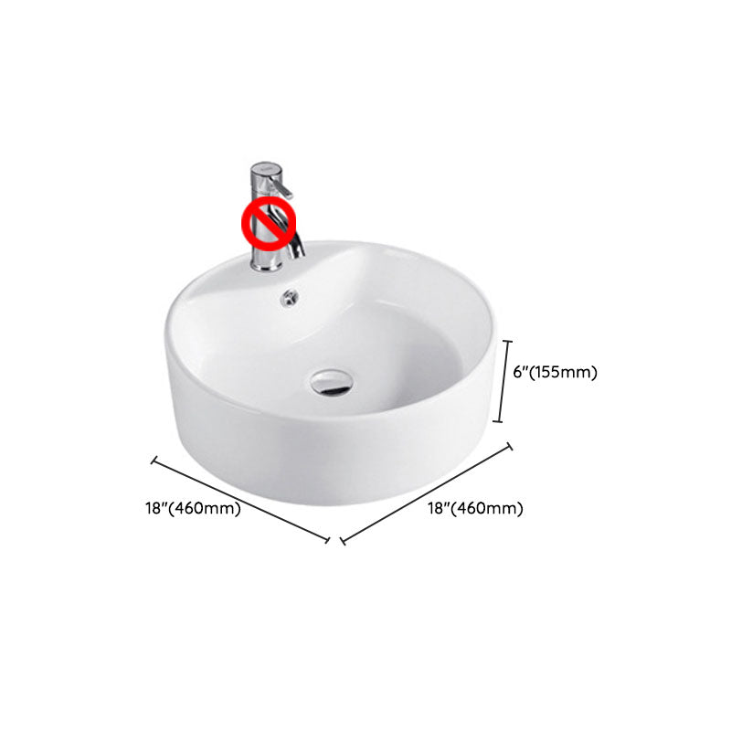 Contemporary Bathroom Sink Porcelain Trough Sink with Round Shape(Not Included Faucets)