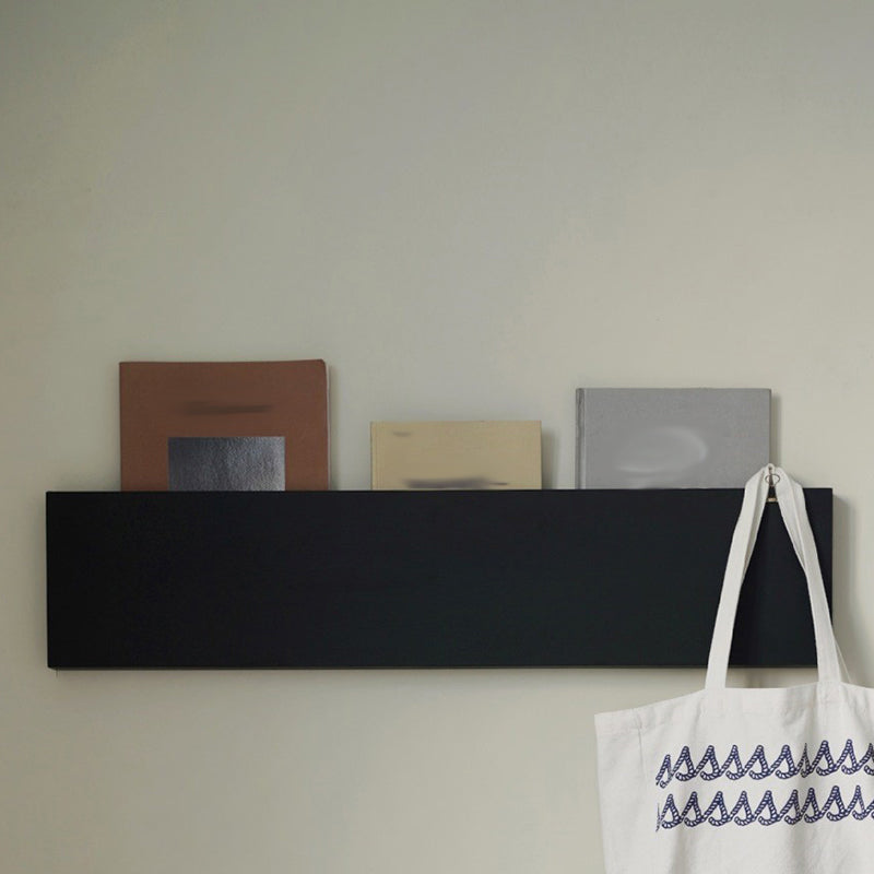 Wall Mounted Bookshelf Modern Style Metal Shelf Bookcase in Black
