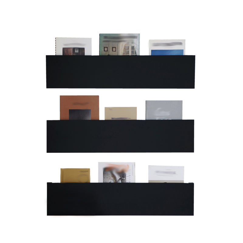 Wall Mounted Bookshelf Modern Style Metal Shelf Bookcase in Black