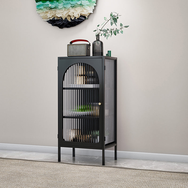 Contemporary Glass Doors Display Stand Metal Curio Cabinet with Door