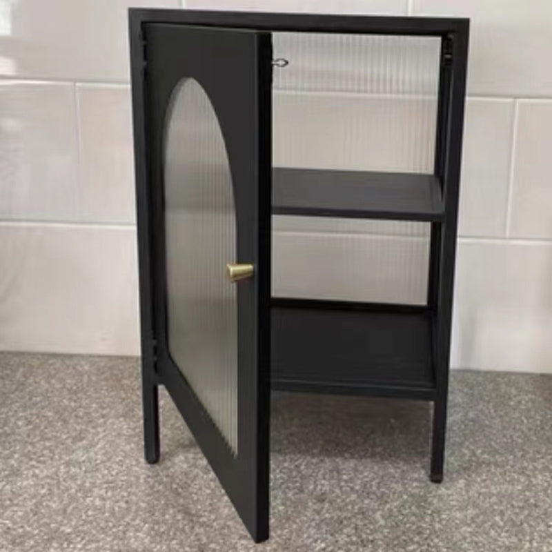 Contemporary Glass Doors Display Stand Metal Curio Cabinet with Door
