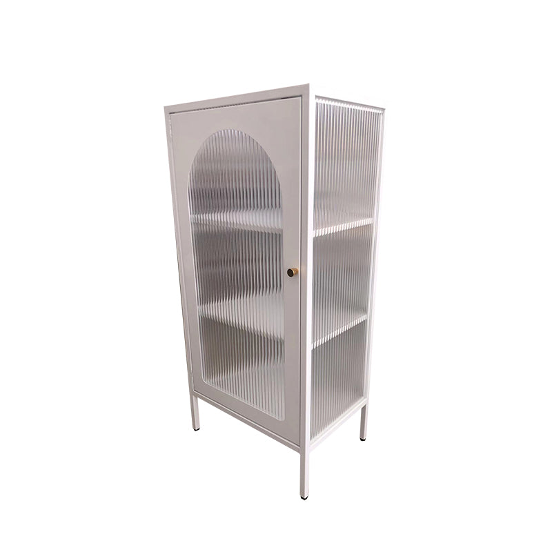 Contemporary Glass Doors Display Stand Metal Curio Cabinet with Door
