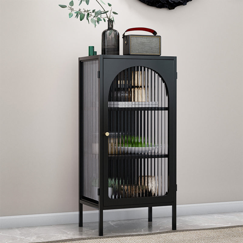 Contemporary Glass Doors Display Stand Metal Curio Cabinet with Door