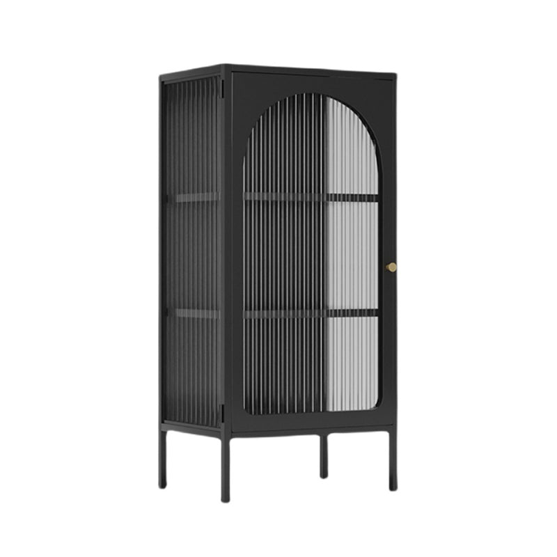 Contemporary Glass Doors Display Stand Metal Curio Cabinet with Door