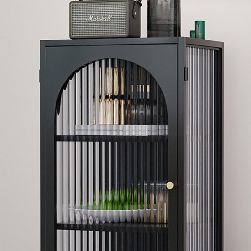 Contemporary Glass Doors Display Stand Metal Curio Cabinet with Door