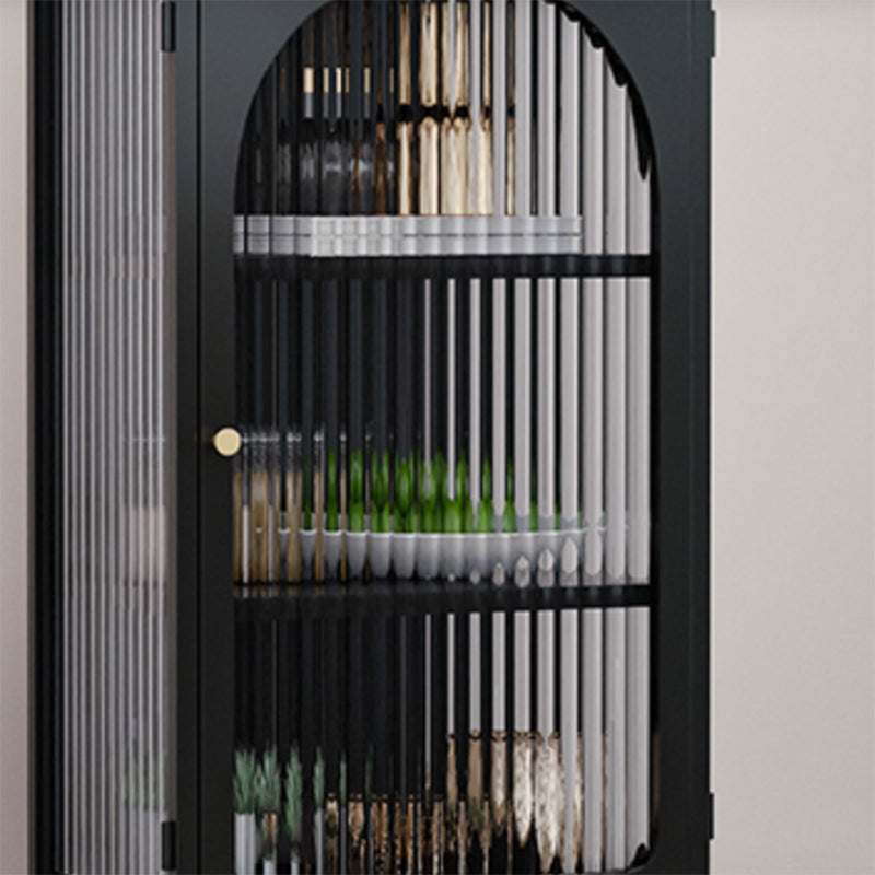 Contemporary Glass Doors Display Stand Metal Curio Cabinet with Door