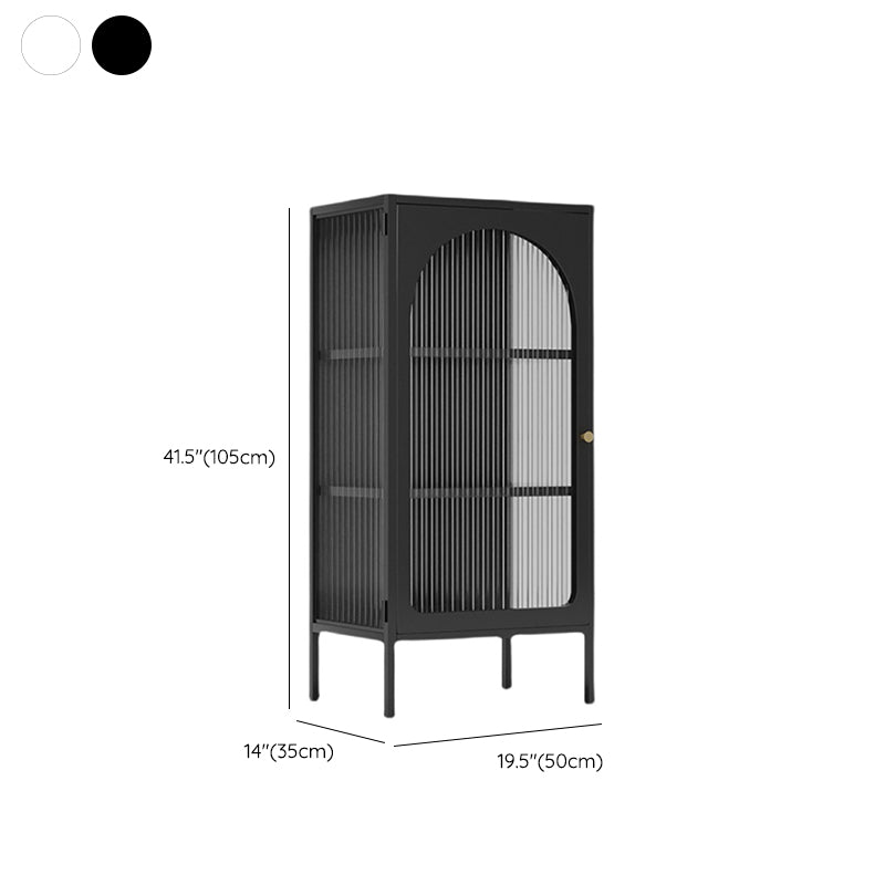 Contemporary Glass Doors Display Stand Metal Curio Cabinet with Door