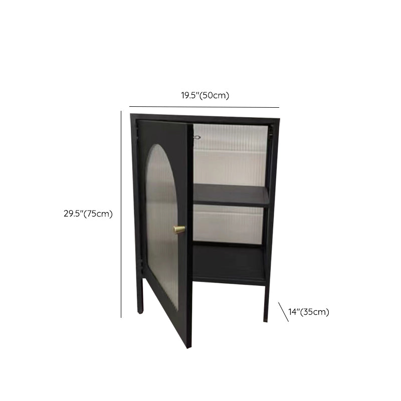 Contemporary Glass Doors Display Stand Metal Curio Cabinet with Door