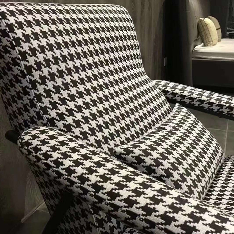 Mid-Century Modern Accent Armchair Houndstooth Basic Four Leg Armchair