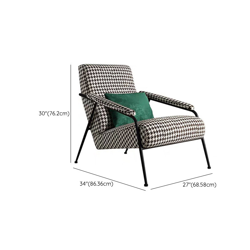 Mid-Century Modern Accent Armchair Houndstooth Basic Four Leg Armchair