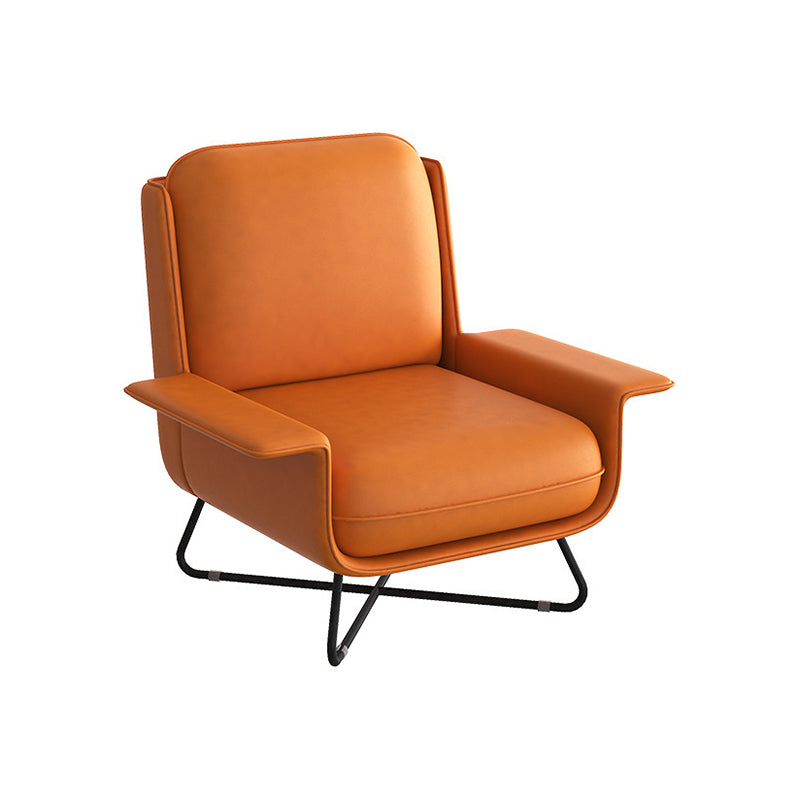 Glam Cross Orange Side Chair Bonded Leather Armless Side Chair for Living Room