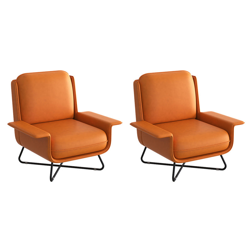 Glam Cross Orange Side Chair Bonded Leather Armless Side Chair for Living Room